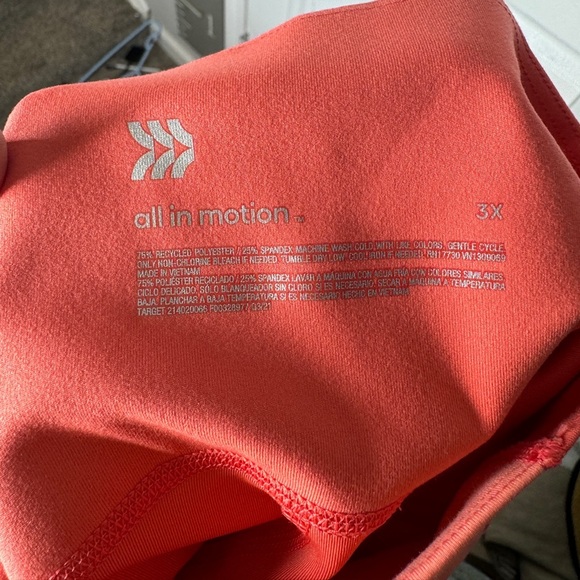 ALL IN MOTION NWT Size 3XL Coral/Peach Leggings Side Pockets - Picture 3 of 7